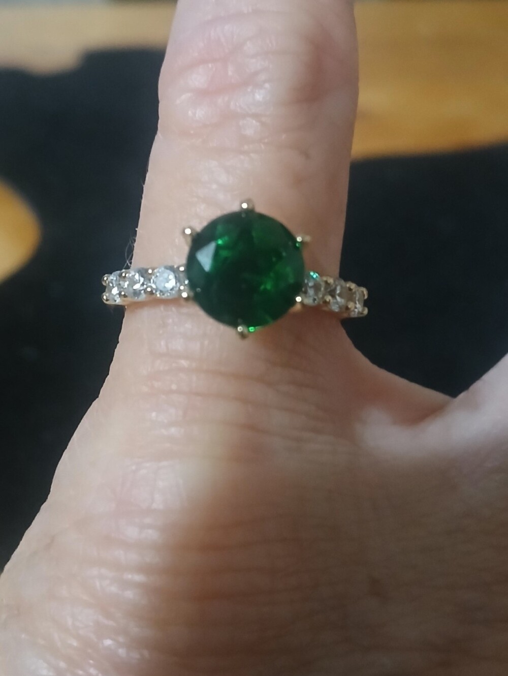 18K Gold Plated Emerald Green Ring